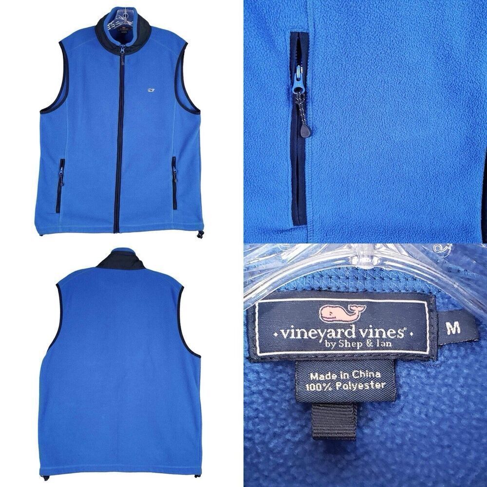 Vineyard Vines Full Zip Fleece Vest Women’s Size Medium M Blue Sleeveless